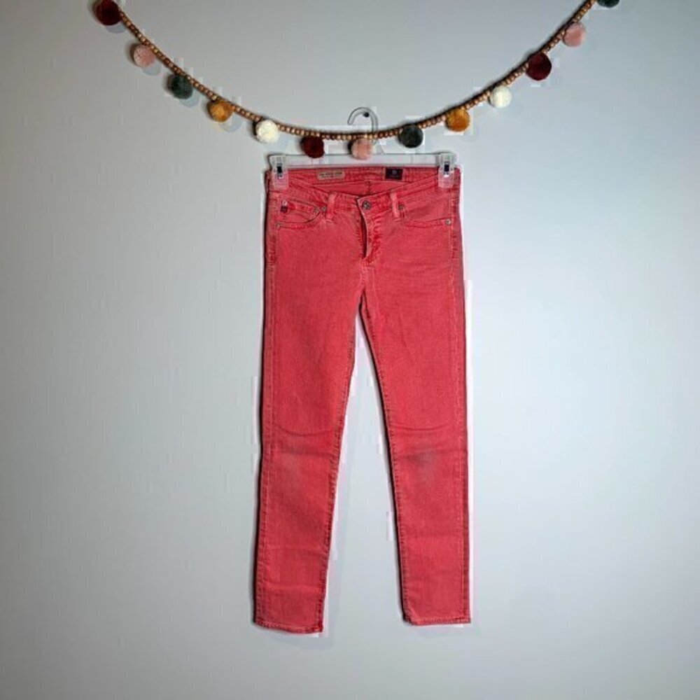 Adriano Goldschmied red acid wash Stevie Ankle jeans